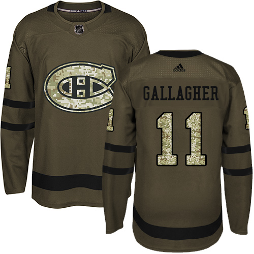 Adidas Canadiens #11 Brendan Gallagher Green Salute to Service Stitched NHL Jersey